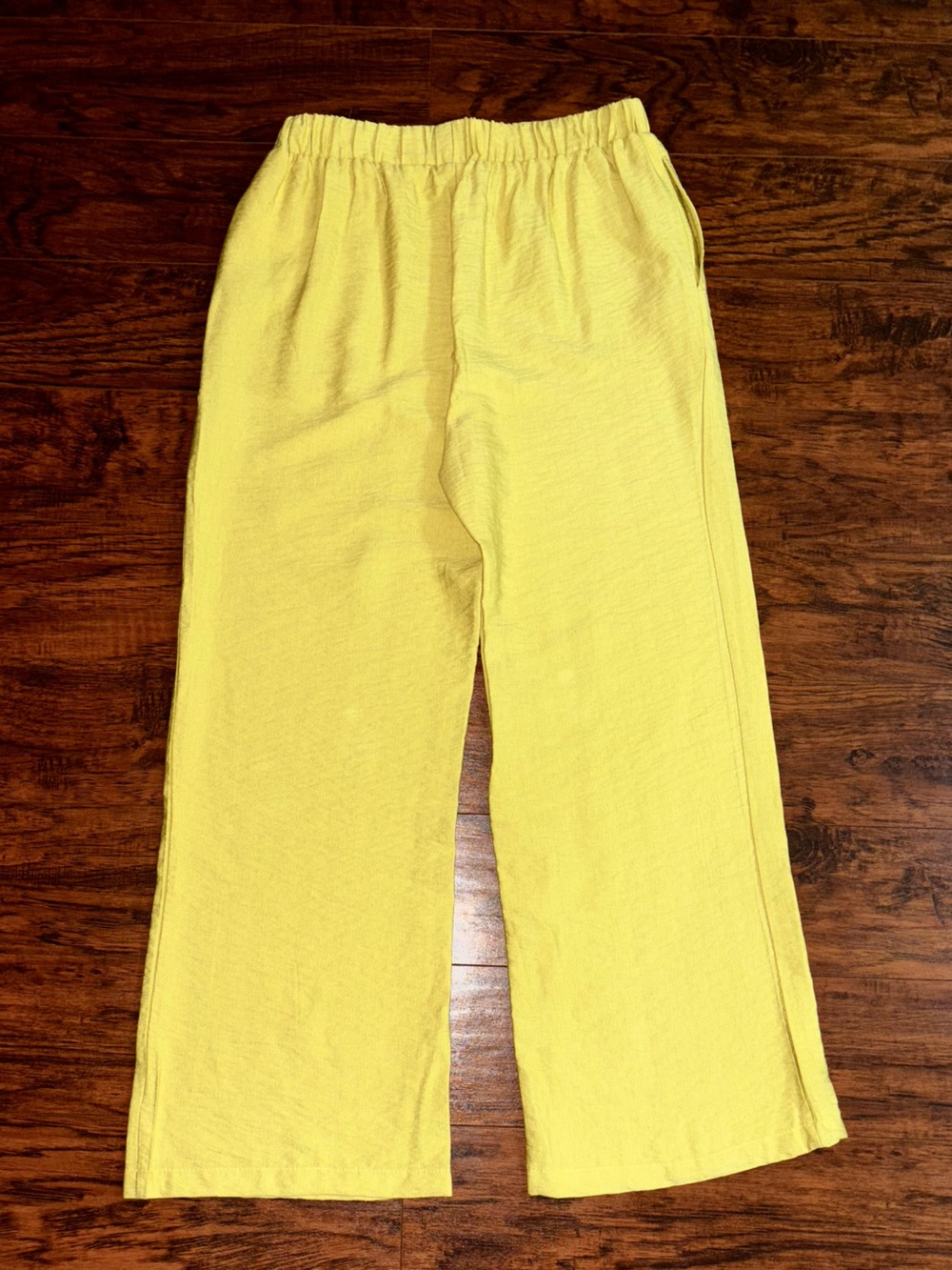 Sincerely Jules Yellow Wide Leg Pants Lightweight Elastic Waist Linen Style - Picture 9 of 9